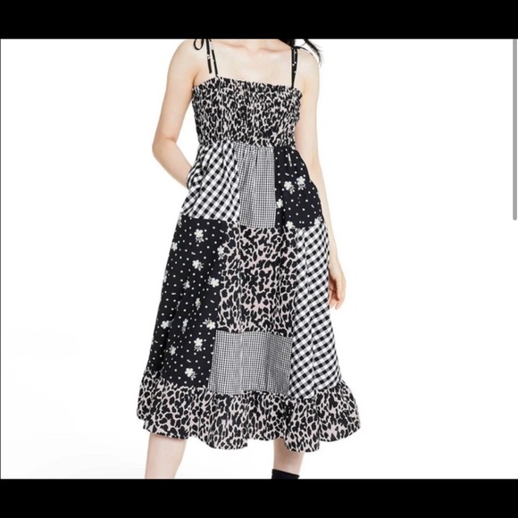 Sandy Liang Patchwork Patchwork Tie Shoulder Dress - Picture 2 of 5